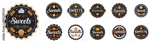 Sweets Bakery Logo Collection: Vintage Cupcake & Pastry Vector Emblems