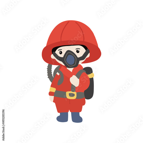 Kawaii fire fighter cartoon element stock. This is a fire fighter career vector consisting of male fire fighter