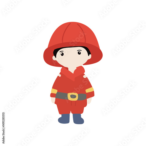 Kawaii fire fighter cartoon element stock. This is a fire fighter career vector consisting of male fire fighter