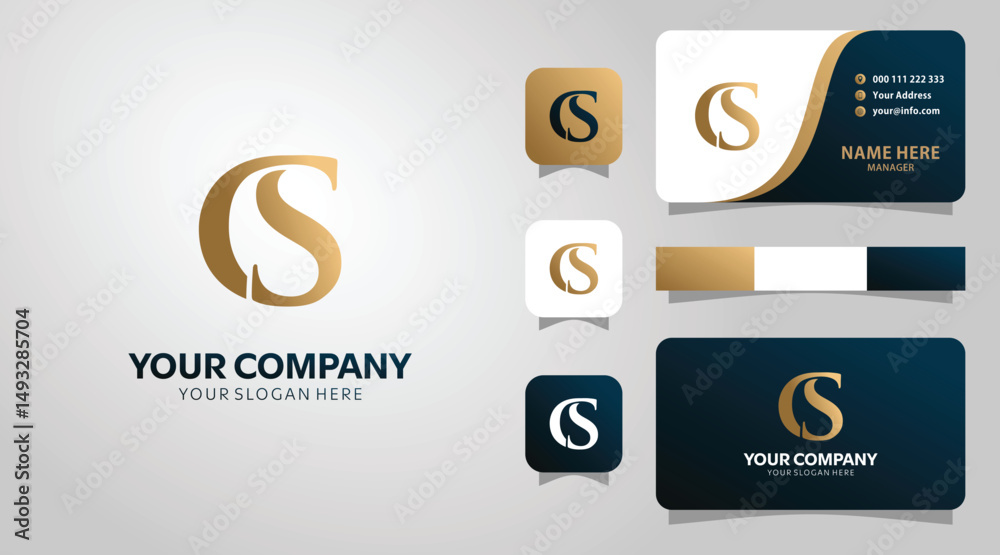 Naklejka premium Elegant Gold CS Monogram Logo Design for Business Branding