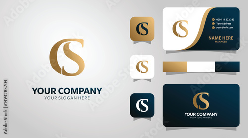 Elegant Gold CS Monogram Logo Design for Business Branding