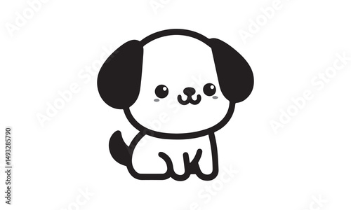 dog silhouette on white background.  Vector illustration isolated on white. Silhouette simple. Animal Logotype concept.