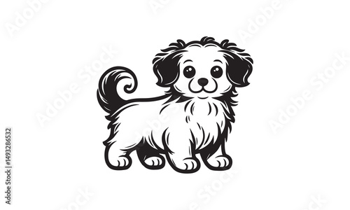dog silhouette on white background.  Vector illustration isolated on white. Silhouette simple. Animal Logotype concept.