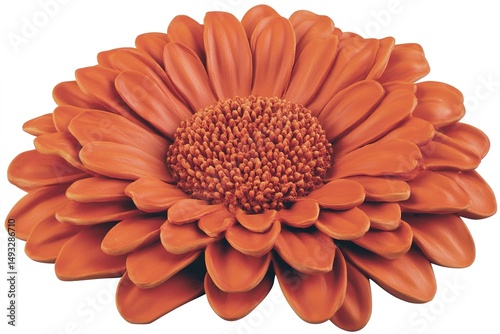 A bright orange gerbera daisy with a textured center and bold petals, isolated on white