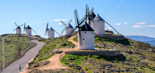 Famous windmills in Consuegra. Castilla la mancha, Andalusia, Spain	