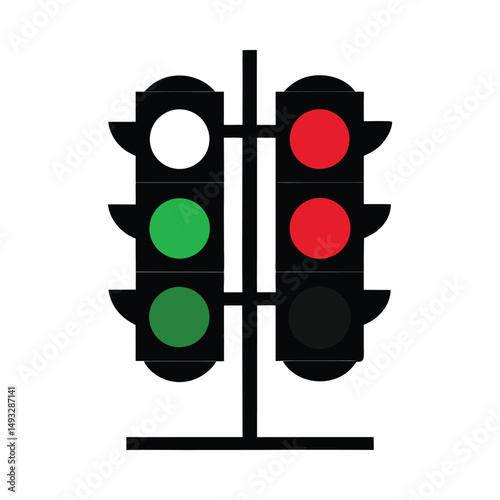 Double traffic light signal icon illustration