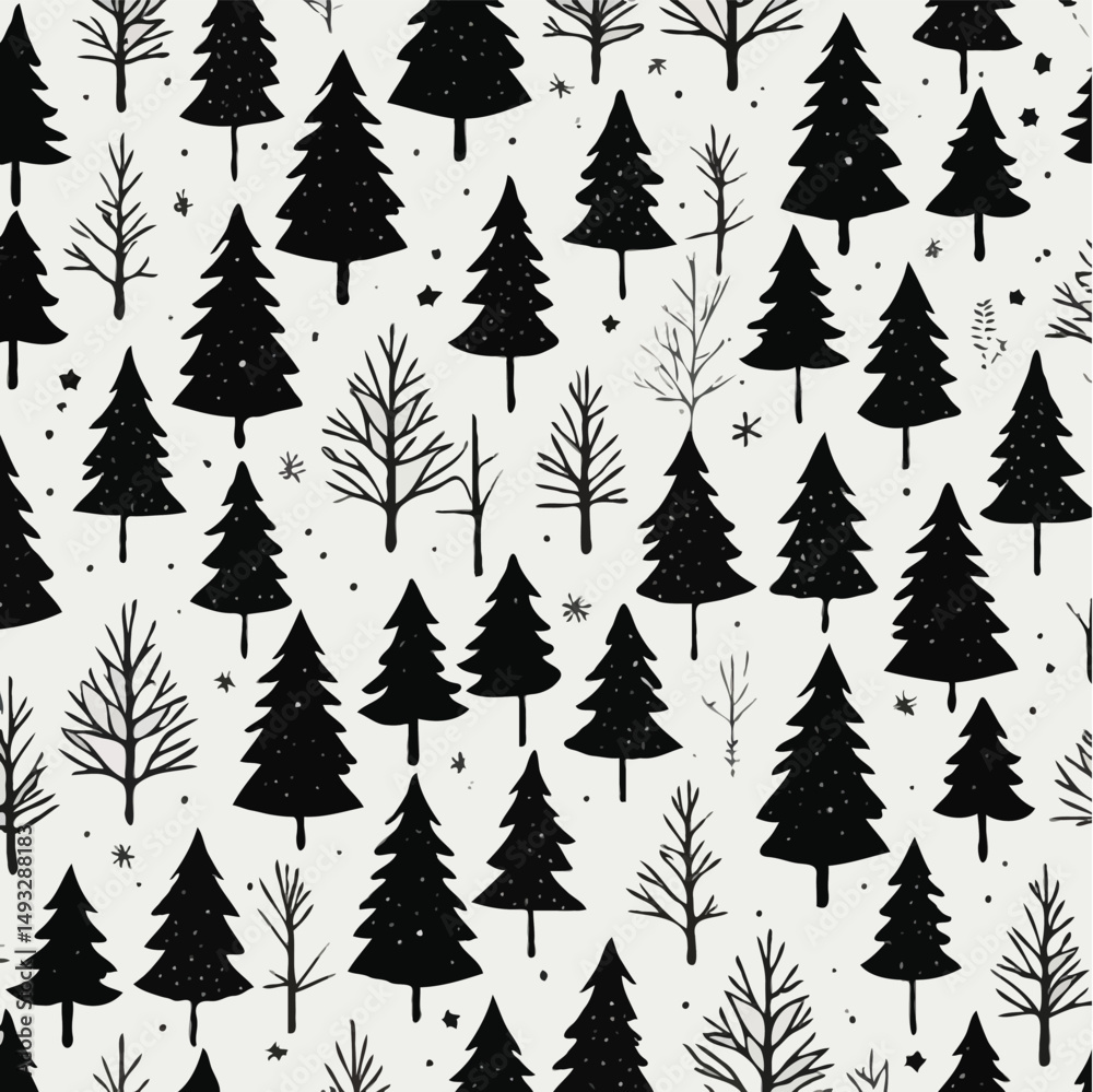 Obraz premium christmas trees seamless pattern