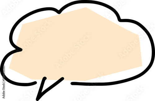 thought cloud discussion drawn with black curved contours by hand with a pale pink polygonal fill