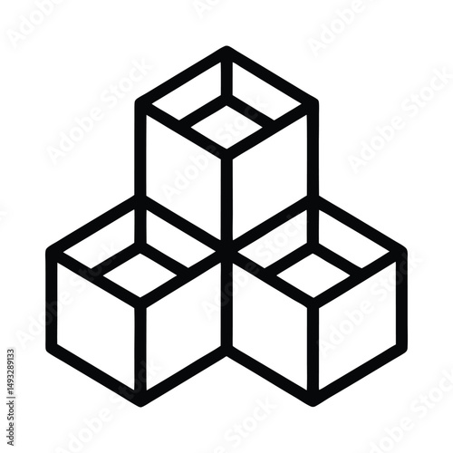 Three interlocking cubes abstract geometric design
