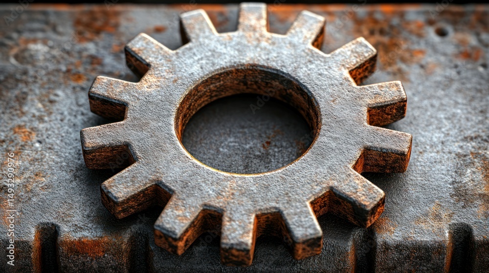 Rusted gear on metal surface Rusted gear on metal surface