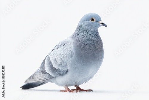 Wallpaper Mural curious urban pigeon stands isolated on white background symbolizing adaptability in city life Torontodigital.ca