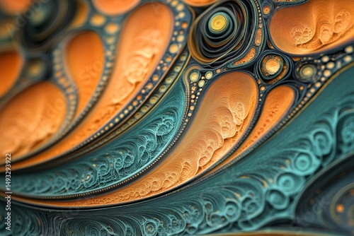 Abstract fractal patterns with vibrant colors and intricate details.