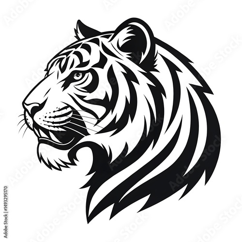 Wallpaper Mural black and white Tiger head logo design Torontodigital.ca