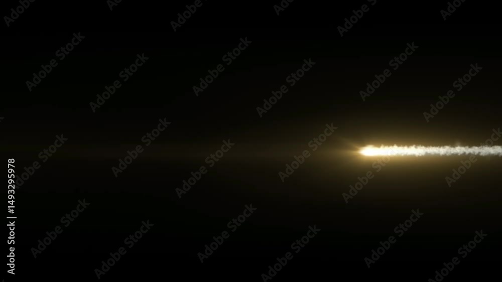 The trail of light from a comet or asteroid in space vector. The fall of meteorites at fiery speed. Realistic 3D fireball with dust and sparkle. Illustration of a glowing neon shooting star.