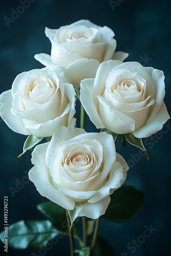 Close-up of four white roses