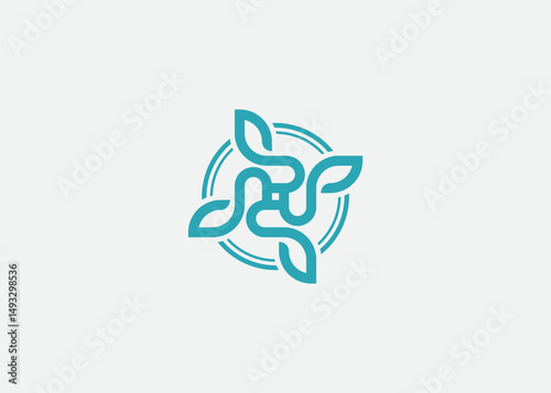 Abstract stylized plant with growth lines logo design vector illustration