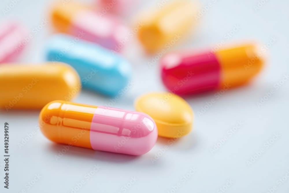 close-up of modern medicine capsules on clean minimalistic white background close-up of modern medicine capsules on clean minimalistic white background
