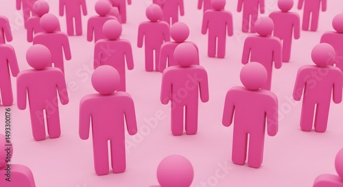 Wallpaper Mural Crowd of Pink Human Figures Standing on Pink Surface Torontodigital.ca