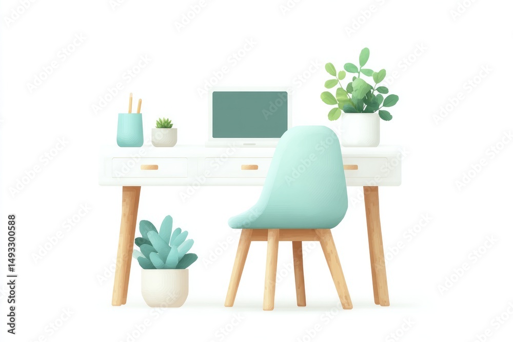 Fototapeta premium minimalistic illustration of home office showcasing different interior styles each style distinct