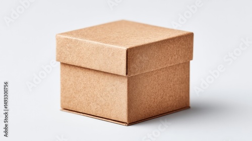 minimalistic photo of cardboard box isolated on white background perfect for shipping or delivery themes photo