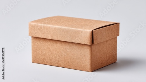 minimalistic photo of cardboard box isolated on white background perfect for shipping or delivery themes photo