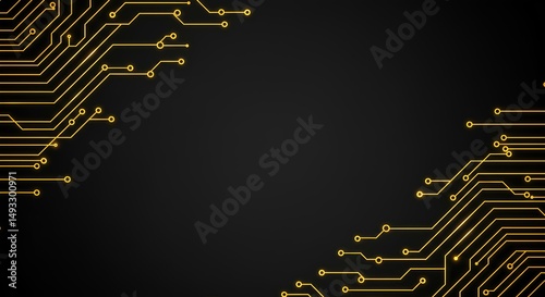 Futuristic Tech Design with Glowing Circuit Lines and Nodes