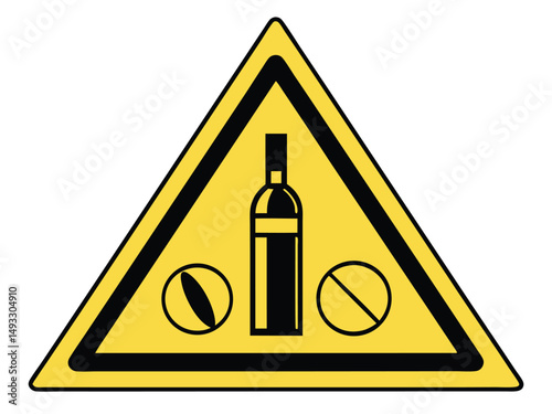 Warning Sign Alcohol Drugs Combination Hazard Vector Illustration