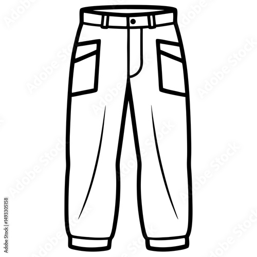 Outline Cargo Pants – Minimal Vector for Military, Streetwear, and Casual Outfit Art

