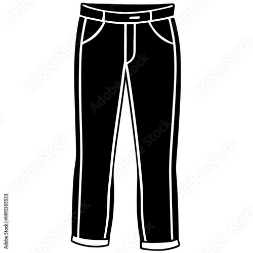 Simple Black Cargo Pants Silhouette Image for Utility Fashion or Outdoor Wear Design

