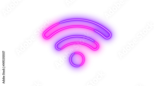 Neon wifi icon glowing with transparent background