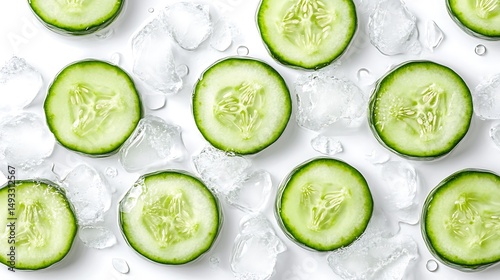 Cucumber slices with ice