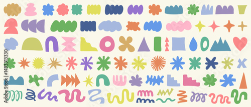 Set Of Abstract Organic Shapes Vector Design. Moden Geometric Doodle Elements. Groovy Forms.