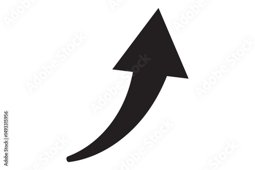 Black straight arrow icon on transparent background. flat style. arrow icon for your web site design, logo, app, UI. arrow indicated the direction symbol. curved arrow sign