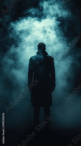 Mysterious Figure in Fog A Silhouette in the Dark