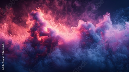Abstract Smoke Art Pink and Purple Nebula in Dark Background