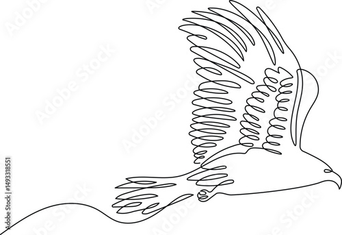 Hawk in continuous line drawing style. Minimalist sketch of eagle, hawk in minimalist black linear isolated on white background. Vector illustration