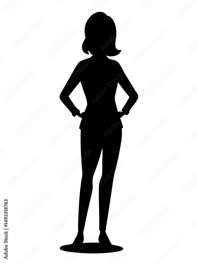 Confident Businesswoman Silhouette Standing in Formal Attire – Vector Illustration of Professional Female Leader Confident Businesswoman Silhouette Standing in Formal Attire – Vector Illustration of Professional Female Leader