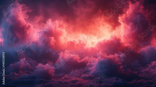Fiery Sunset Cloudscape Dramatic Red and Purple Sky