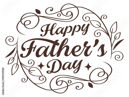Happy Father’s Day Typography Elegant Handwritten Font Design with Hearts for Cards, Posters, Crafts, Social Media, and Gifts