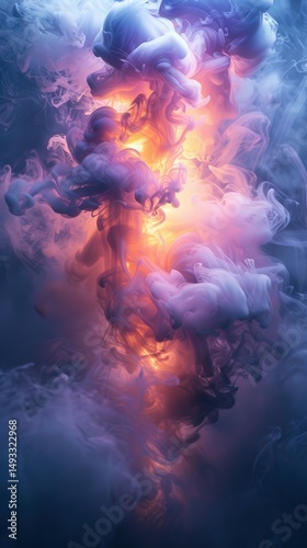 Abstract Colorful Ink Swirl in Water Vibrant Hues and Fluid Dynamics