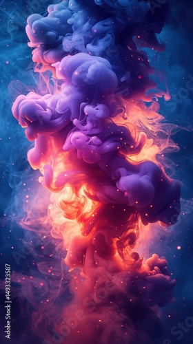 Abstract Colorful Smoke and Ink Swirls Vibrant Hues and Dynamic Flow
