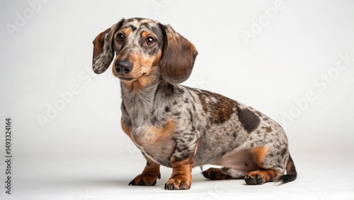 Dapple Dachshund on studio background