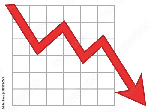 Red Arrow Declining Stock Market Graph Vector Illustration