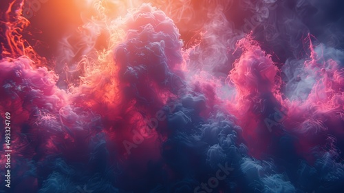 Vibrant Pink and Blue Smoke Cloudscape Abstract Art