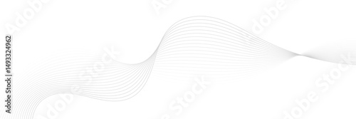 Abstract white and gray background. Abstract linear flowing particles future technology concept abstract wave curve lines banner.  