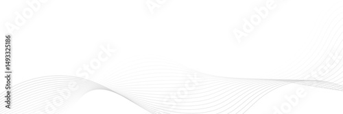 Abstract white and gray background. Abstract linear flowing particles future technology concept abstract wave curve lines banner.  