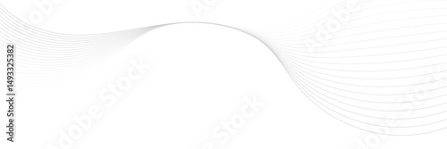 Abstract white and gray background. Abstract linear flowing particles future technology concept abstract wave curve lines banner.  