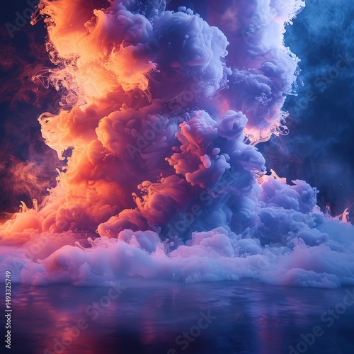 Abstract Colorful Smoke Cloud Formation Vivid Hues and Textured Swirls