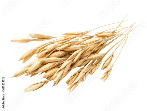 Isolated single oat stalk with grains