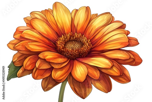 A bright orange gerbera daisy with a textured center and bold petals, isolated on white